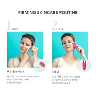 FOREO Eye Revive IRIS 2 Bundle - Lymphatic Drainage Eye Massager IRIS Hydrating Hydrogel Eye Mask, 60 pcs Dark Eye Circle Remover & Eye Bags Remover - Eye Puffiness Reducer - Fuchsia - Image 3