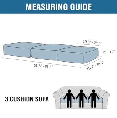 H.VERSAILTEX Velvet Stretch Couch Cushion Cover Plush Cushion Slipcover for Chair Loveseat Sofa Cushion Furniture Protector Seat Cushion Sofa Cover (3 Piece Sofa Cushion Covers, Oatmeal) - Image 2