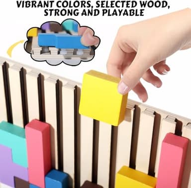 WISBOOK Wooden Colored 3D Russian Block Puzzle Jigsaw Puzzle Toy Montessori Educational Gift for Boys and Girls Board Game Educational Toys for Toddlers Brain Teasers for Toddlers 3-6 Years - Image 3