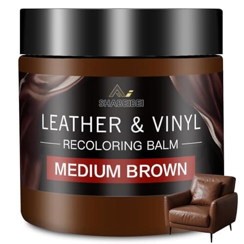 Leather Recoloring Balm and Scratch Repair Kit, Medium Brown Leather Restorer for Couches, Furniture, Car Seats, Leather Paint & Stain for Sofa, Chairs, Bags, and More - Image 1