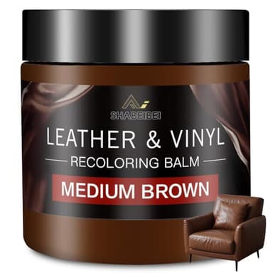 Leather Recoloring Balm and Scratch Repair Kit, Medium Brown Leather Restorer for Couches, Furniture, Car Seats, Leather Paint & Stain for Sofa, Chairs, Bags, and More - Image 1
