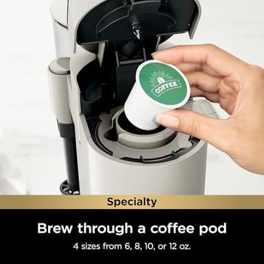 Ninja Pod & Grounds Specialty Single-Serve Coffee Maker, K-Cup Pod Compatible, Brews Grounds, Compact Design, Built-In Milk Frother, 56-oz. Reservoir, 6-oz. Cup to 24-oz. Mug Sizes, Stone, PB051ST - Image 3