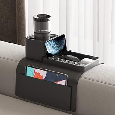 Silicone Couch Cup Holder, VIENFUT Anti-Spill Anti-Slip Sofa Armrest Tray BPA-Free, Dirt-Resistant Silicone Couch Arm Tray for Remote, Snacks, Cellphone and iPad, Gift for Family, Friend (Black - Image 3