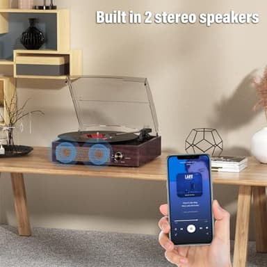 Vinyl Record Player Turntable with Built-in Bluetooth Receiver & 2 Stereo Speakers, 3 Speed 3 Size Portable Retro Record Player for Entertainment and Home Decoration - Image 6