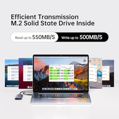 SSK 1TB SSD External Hard Drive, Portable SSD Up to 550MB/s Fast Solid State Drives, External Drive USB 3.2 Gen2 for iPhone 15/Pro, Windows, Mac, Android with LED Light, Trim, Smart Supported - Image 2