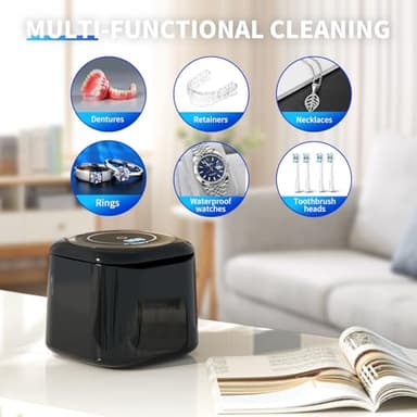 Ultrasonic Retainer Cleaner, 48kHz Retainer Cleaner Machine for Dentures, Night Mouth Guards, Jewelry, Aligner, Braces, 30W Dental Cleaning Pod with Digital Timer, 180ML, Dual Cleaning Mode - Image 5
