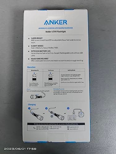 Anker Rechargeable Bolder LC90 LED Flashlight, Pocket-Sized Torch with Super Bright 900 Lumens CREE LED, IPX5 Water-Resistant, Zoomable, 5 Light Modes - Image 9