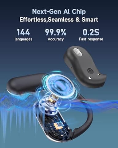 MAIJOFO AI Translation Earbuds Real Time, 144 Language Translator Earbuds OWS 4-in-1 Translation Headphones, Fit iOS and Android, Ideal for Travel Business Learning（Matte Black） - Image 2
