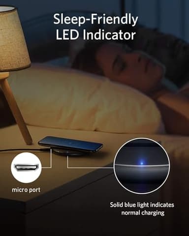 Anker 313 Wireless Charger (Pad), Qi-Certified, 10W Max Fast Charging for Samsung, Compatible with iPhone 16 Plus/15 Plus/14 Plus/12, AirPods (No AC Adapter, Not MagSafe Magnetic Charging Compatible) - Image 6