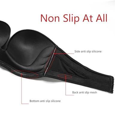 DotVol Women Strapless Push Up Bra Custom Lift Invisible Wing Shape Anti-Slip Wirefree Bra(Wing Pure Black,38B) - Image 5