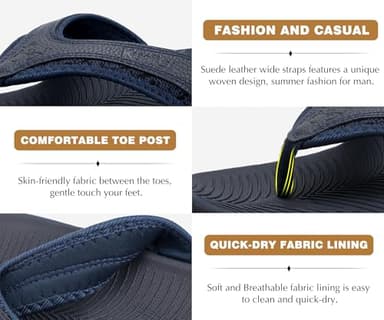 KuaiLu Mens Leather Sport Flip Flops Comfort Orthotic Thong Sandals with Plantar Fasciitis Arch Support for Outdoor Summer - Image 6