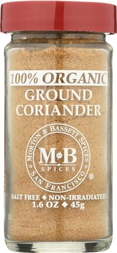 Morton & Bassett 100% Organic Ground Coriander | Warm, Citrusy Spice for Global Cooking | Gluten Free, Salt Free, Non-GMO | 1.6 oz Jar - Image 1