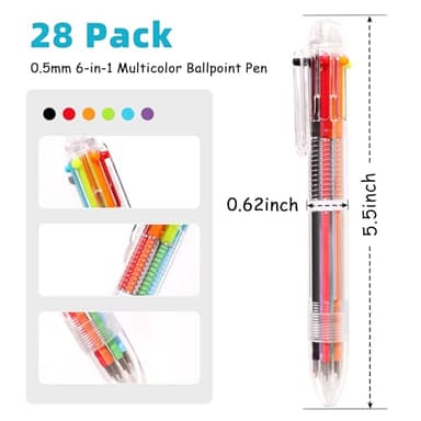 DAIKOYE Ballpoint Pens 24 PCS 0.5mm 6-in-1 Multicolor Ballpoint Pens School Supplies Birthday Party Favors Gifts for Kids Students - Image 2