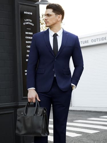 WEEN CHARM Men's Suits Regular Fit 2 Piece Wedding Tuxedo Two Button Groom Prom Party Solid Blazer Pants Suit Set - Image 4