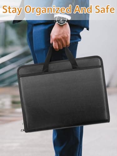 onvvippiv Important Document Organizer Folio Accordion File Organizer Fireproof Expanding File Folder Storage Box with Zipper Labels 13 Pockets for Business Office Receipt Travel - Image 6