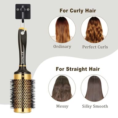 Large Round Brush for Blow Drying, Aluminum Round Hair Brushes for Women, Roller Brush for Blow Drying and Styling, Gold, For Curly and Straight-2 Inch Barrel, 2.95 Inch with Bristles - Image 4