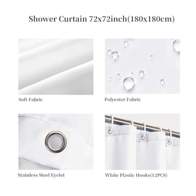 WELMECO Hydrangea Flower Shower Curtain Nature Flower Shower Curtain Elegant Bathroom Set Polyester Fabric, 72x72inch (Blue) - Image 5