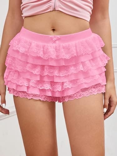 Women Y2K Lace Multi-Layered Bloomers, Lolita Ruffle Shorts, Sexy Short Pumpkin Pants, Elastic Waist Sweet Pettipants - Image 6
