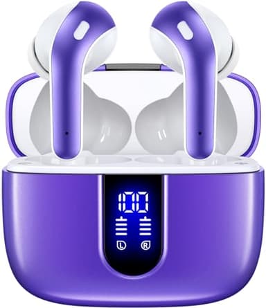 TAGRY Bluetooth Headphones True Wireless Earbuds 60H Playback LED Power Display Earphones with Wireless Charging Case IPX5 Waterproof in-Ear Ear buds with Mic for TV Smart Phone Laptop Computer Sports - Image 1