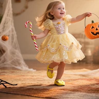 THEE BRON Toddler/Little Girl Mary Jane Flats Princess Dress Shoes(G06 Toddler,Yellow/8M) - Image 3