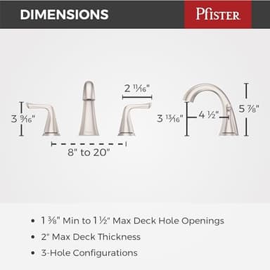Pfister Willa Bathroom Sink Faucet, 8-Inch Widespread, 2-Handle, 3-Hole, NSF Certified, Spot Defense Brushed Nickel Finish, LF049MALGS - Image 7