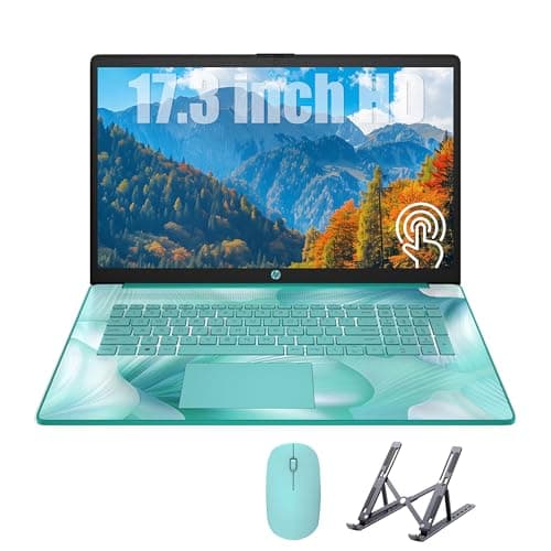 HP 17 Laptop, Intel Celeron N4120 Processor, 17.3’’ HD+ Touchscreen Display, 32GB RAM,1TB SSD, Intel UHD Graphics, Backlit Keyboard, Windows 11 Home, Fatcayes Accessory, Aquamarine Sky (Renewed) - Image 1