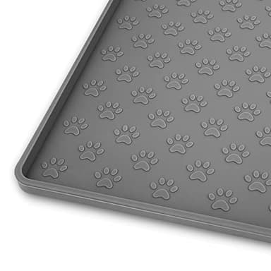 Ptlom Pet Placemat for Dog and Cat, Mat for Prevent Food and Water Overflow, Suitable for Small, Medium and Big Pet,24.5" 16.5", Grey - Image 1