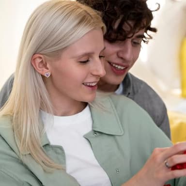 Iefil Earrings for Mom, Mom Gifts, White Topaz Ruby Earrings, April July Birthstone Jewelry - Image 3