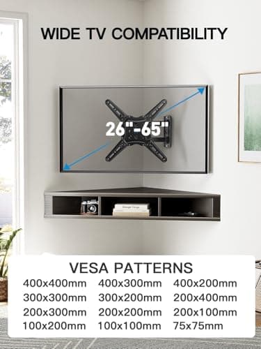 Pipishell Full Motion TV Wall Mount for 26-65 inch Flat or Curved TVs up to 77 lbs, TV Bracket Wall Mount with Articulating Arms, Extension, Tilt, Swivel, Leveling, Max VESA 400x400mm, PIMF7 - Image 2