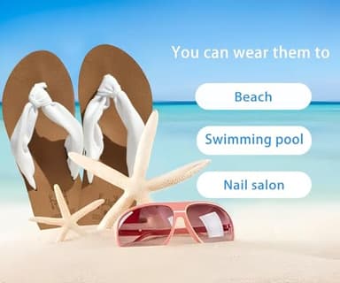 KuaiLu Flip Flops Women Arch Support Yoga Mat Comfortable Summer Beach Walking Thong Cushion Sandals Slip on Outfits Travel Essentials Orthotic Slides Indoor Outdoor Slippers Shoes White Khaki Size 9 - Image 8