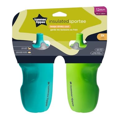 Tommee Tippee Insulated 9oz Sporty Spout Toddler Water Bottle, No Spill, Sippy Cups for Toddlers 1-3, Two-Piece Valve Helps Stop Spills, Green & Teal, BPA Free, Pack of 2 - Image 8