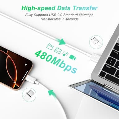 Car Carplay Cable for iPhone 15/16/17 Charger Cord,USB A to USB C Fast Charging Cable 3FT 2Pack Compatible for Apple 17 Pro Max/16 Plus/for IPad Pro 12.9/11/Air 5th/4th Mini Gen Type C Charge - Image 5