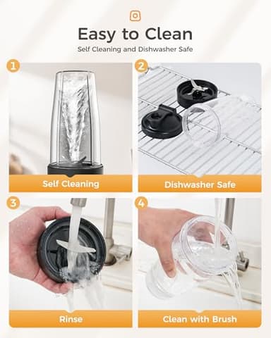 iCucina Smoothie Blender, Personal Blender for Shakes and Smoothies, 500W Pulse Technology Single Serve Blenders with 2 x 28oz Protable Cups for Ice Crush, Frozen Fruit Drinks - Image 9