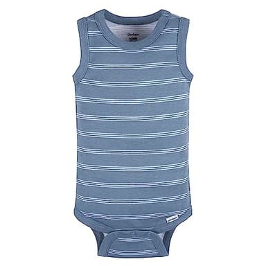 Gerber Baby Boys Multi-Pack Sleeveless Onesies Bodysuit Blue Stripe 24 Months - Image 6