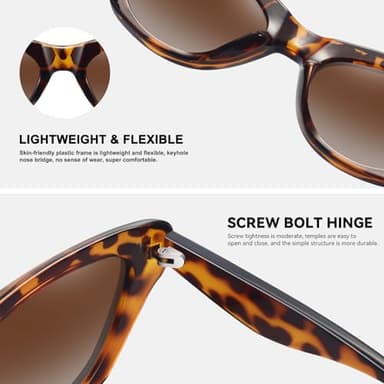 Fozono Trendy Retro Cat Eye Sunglasses for Women Classic Stylish 90s Vintage Cute Shades Designer Sunnies UV400 Lens Leopard Frame/Gradient Brown Lens - Image 4
