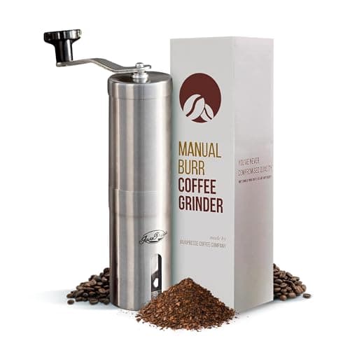 JavaPresse Manual Stainless Steel Coffee Grinder - 18 Adjustable Settings, Portable Conical Burr Grinder for Camping, Travel, Espresso - With Hand Crank - Image 1