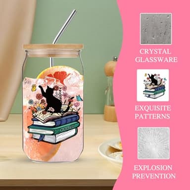 DHQH Cat Lovers Gift Box - Cute Flower Tote Bag & Glass Cup for Cat Moms Ideas for Family - Image 3