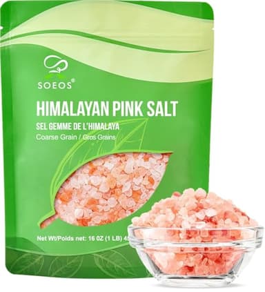 Soeos Himalayan Pink Salt, Coarse Grain, 16 Oz (1 Pound), Pink Himalayan Sea Salt for Grinder Refill - Image 1