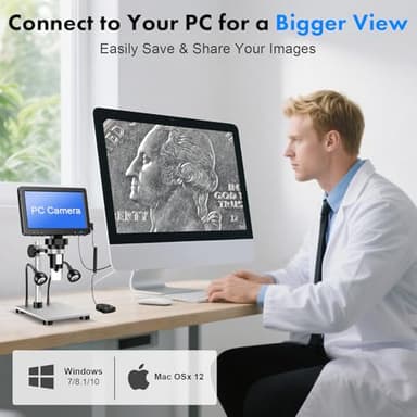 7" LCD Digital Microscope 1200X with Screen - 16MP Photo/1080P Video Coin Microscope for Full Coin View - Soldering Microscope for Adults with 10 LED Lights & 32GB Card,Windows/Mac OS Compatible - Image 5