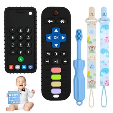 ZOEDO Baby Teething Toys, Remote Control Shape Teething Toys, Cell Phone Teether for Babies, Toy Chew for Babies 3-24 Months, BPA Free & Refrigerator Safe - Image 1