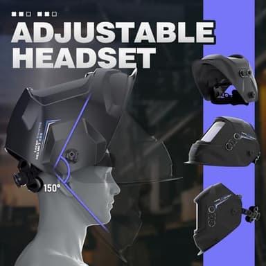 Omolith 3.93"X3.66" Large Viewing 1/1/1/1 True Color Welding Helmet，4 Arc Sensor Auto Darkening Welding Hood，Wide Shade 4/5-9/9-13 for TIG MIG Arc Weld Grinding Welder Mask - Image 3