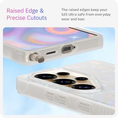 LONLI Hue - for Samsung Galaxy S25 Ultra Phone Case - [360° Shock-Absorbent Bumper | Cute, Unique and Aesthetic Phone Cover for Girls and Women] - White Pearl TORT - Image 4
