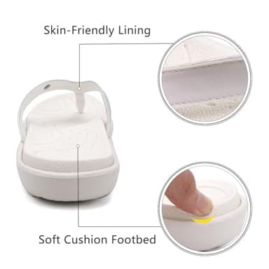 jiajiale Womens Orthopedic Flip Flops Ladies Athletic Yoga Memory Foam Cushioned Recovery Walking Thong Sandals Slip On Summer Beach Slippers Comfortable Plantar Fasciitis Arch Support White Size 5 - Image 4