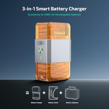 OLIGHT Ostation X Battery Charger Exclusively for Rechargeable AA NiMH Comes with 32 Batteries, 3 in 1 Design, Charging&Testing&Storage, No Polarity Check Needed, Bad Battery Detection, APP Control - Image 2