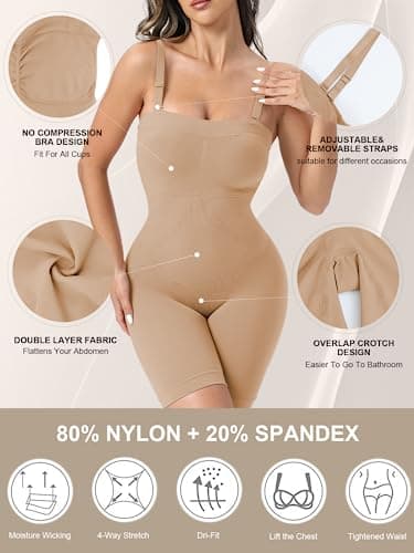 Ellareese Strapless Shapewear Bodysuit Butt Lifter Body Shaper for Women Under Dress Tummy Control full Body Shapewear - Image 4
