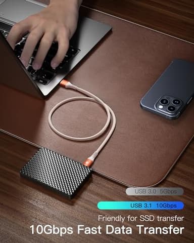 CONMDEX USB to USB C Cable [2ft, 2-Pack] 10Gbps USB 3.1 Gen 2 USB A to USB C Data Transfer Cord, 3A Fast Charging Type C Cable for iPhone 17 16 Pro Max Samsung Galaxy S25 S24, Orange - Image 2