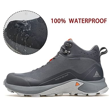 HUMTTO Men's All-Terrain Waterproof Hiking Boots Lightweight Breathable Outdoor Ankle Boots Trekking Hiking Shoes 9.5 Grey - Image 2