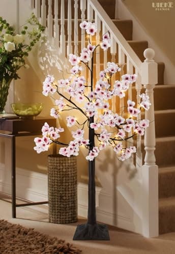 Uieke 4FT Cherry Blossom Tree, 48 Fairy Lights Artificial Lighted Tree for Home Inside Outdoor Spring Wedding Party Festival Decor, Warm White - Image 4