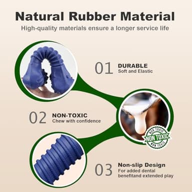 Doudele Dog Toys for Aggressive Chewers, Indestructible Chew Toys for Medium Large Dogs,Durable Rubber Dog Bones with Beef Flavor, Tough Dental Toy for Boredom Relief (Blue) - Image 5