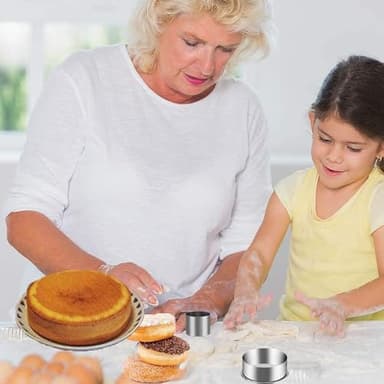 KSPOWWIN 5 Pieces Biscuit Cookie Cutters Set,Stainless Steel Circle Round Cookie Biscuit Cutters in Graduated Sizes Shape Molds for Pastries Doughs Doughnuts - Image 2